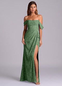 Azazie Johana Bridesmaid Dresses Eucalyptus Mermaid Off the Shoulder Floral Burnout Convertible Dress image3