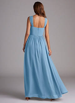 Azazie Calianna Jurken voor bruidsmeisjes Converteerbaar Jurk van Chiffon met A-Lijn Off the Shoulder Staal Blauw image5