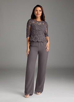 Azazie Florida Mother of the Bride Dresses Steel Grey Jumpsuit/Pantsuit Sequins Chiffon Dress image4