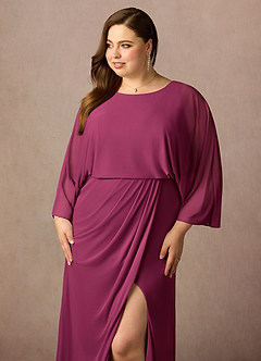 Azazie Ysabella Mother of the Bride Dresses Mulberry Mermaid Pleated Mesh Dress image10