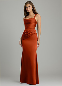 Azazie Vada Bridesmaid Dresses Paprika Mermaid Corset Stretch Satin Dress image3
