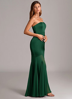 Azazie Uma Bridesmaid Dresses Dark Green Mermaid Strapless Chiffon Convertible Dress image4