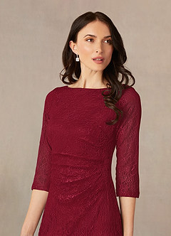 Azazie Lola Mother of the Bride Dresses Burgundy Sheath Lace Dress image3