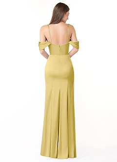 Azazie Amyra Bridesmaid Dresses Canary Mermaid Off the Shoulder Stretch Satin Convertible Dress image2