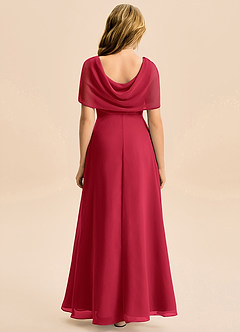 Azazie Emma Junior Robe Trapèze en Mousseline de soie Plissée Écarlate image2