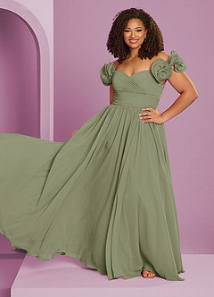 Barbie ♥ Azazie Bridesmaid Dresses Pistachio A-Line Off the Shoulder Chiffon Convertible Dress image16