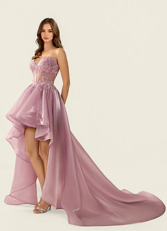 Yasmina Powder Pink Corset Lace Up Back Lace Ruffled Prom Dress image3