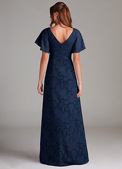 Azazie Ambrosia Bridesmaid Dresses Dark Navy A-Line Pleated Floral Burnout Dress image7