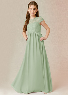 Azazie Delevingne Junior Jurk van Chiffon met A-Lijn Kant Stoffige Salie image1