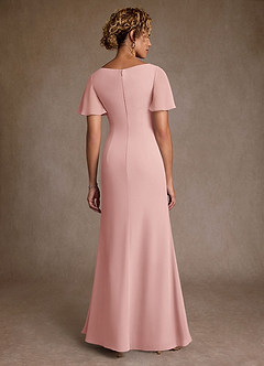 Azazie Suffolk vestidos de madre de la novia Vestido de Rosa Empolvado de Gasa de Corte en A con Plisado image3