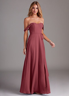 Azazie Aaron Bridesmaid Dresses Merlot A-Line Off the Shoulder Chiffon Convertible Dress image6