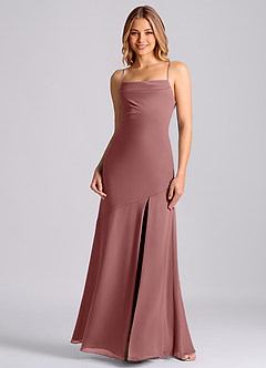 Azazie Grata 신부 들러리 드레스 인어 주름진 쉬폰 바닥 길이 드레스 image3