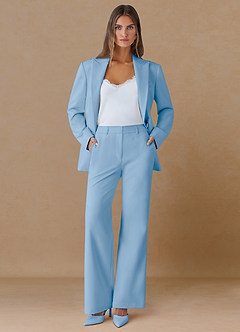 front Marina Sky Blue Refined Weave Straight-Leg Pants
