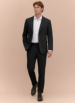 front Miles Black Seersucker Trousers Suit