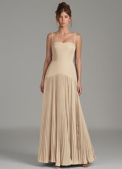 Azazie Yuliana Bridesmaid Dresses Champagne A-Line Strapless Chiffon Dress image4