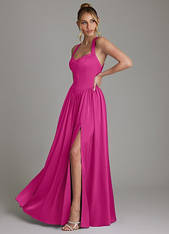 Azazie Francis Bridesmaid Dresses Fuchsia A-Line Corset Stretch Satin Dress image5
