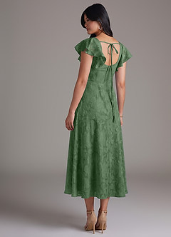 Azazie Bondi Brautjungfernkleider Eine Linie Gestreift Blumen-Burnout Kleid Eukalyptus image6