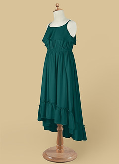 Azazie Karmen Flower Girl Dresses Peacock A-Line Ruched Chiffon Dress image11