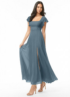 Azazie Bondi Bridesmaid Dresses Twilight A-Line Ruched Chiffon Dress image3