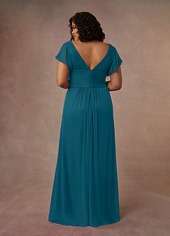 Azazie Reneya Mother of the Bride Dresses Ink Blue A-Line Pleated Mesh Dress image10