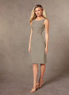Azazie Ryne vestidos de madre de la novia Vestido de Gris Pardo de Encaje de Recto image4