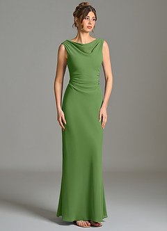 Azazie Kieryn Bridesmaid Dresses Basil Mermaid Pleated Chiffon Dress image5