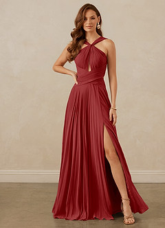 Christian Siriano Bridal for Azazie 1009 Bridesmaid Dresses Rust A-Line Pleated Chiffon Dress image2