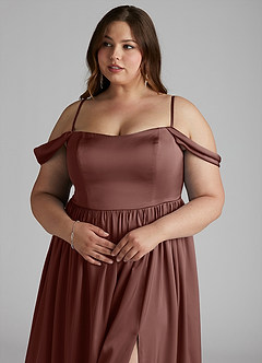 Azazie Morana Bridesmaid Dresses Espresso A-Line Off the Shoulder Stretch Satin Convertible Dress image15