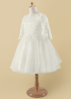 Azazie lindsay Flower Girl Dresses Ball-Gown Lace Tulle Knee-Length Dress image8