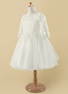 Azazie lindsay Flower Girl Dresses Diamond White Ball-Gown Lace Tulle Dress image8