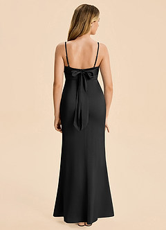 Azazie Mia Junior Black Mermaid Pleated Stretch Satin Dress image2