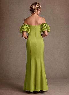 Azazie Redding Suknie dla Matki Panny Młodej Osłona Marszczony Satyna elastyczna Długość podłogi Sukienka image2