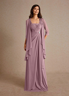 Azazie Clinton Mother of the Bride Dresses Dusty Rose A-Line Pleated Mesh Dress image4