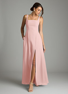 Azazie Debra Bridesmaid Dresses Powder Pink A-Line with Pockets Chiffon Convertible Dress image4