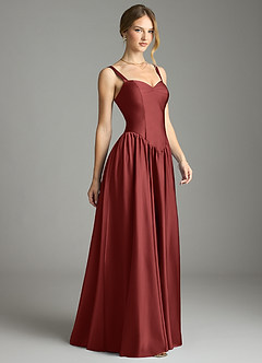 Azazie Evadina Bridesmaid Dresses Terracotta A-Line Corset Stretch Satin Dress image4