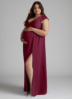 Azazie Allessia Abiti da damigella d'onore premaman Abito A-Line Plissettato Raso Elasticizzato Floor-Length image8