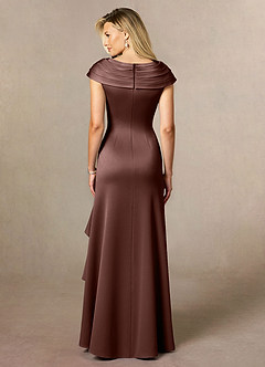 Azazie Anderson Mother of the Bride Dresses Espresso A-Line Pleated Stretch Satin Dress image2