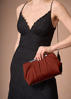 front Pochette plissettata in raso elasticizzato in tinta