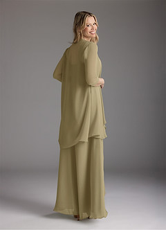 Azazie Weisz Mother of the Bride Dresses Moss Green A-Line Square Neckline Pleated Chiffon Dress image2