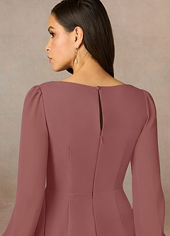 Azazie Karen Vestidos para mãe da noiva Vestido Rosa Do Deserto de Crepe Esticado de Bainha com Plissado image5