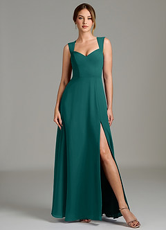 Azazie Gwendolyn Bridesmaid Dresses Peacock A-Line Sweetheart Neckline Chiffon Dress image5