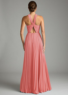 Azazie Afra Abiti da Damigella Abito A-Line in Chiffon Plissettato Corallo image2