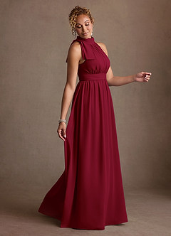 Azazie Antoinette Mother of the Bride Dresses Burgundy A-Line Pleated Chiffon Dress image4