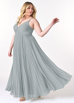 Azazie Raychelle Bridesmaid Dresses Dolphin Grey A-Line V-Neck Chiffon Dress image9