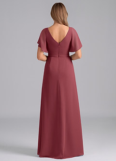 Azazie Ambrosia Brautjungfernkleider A-Linie Plissee Chiffon Kleid Merlot image6