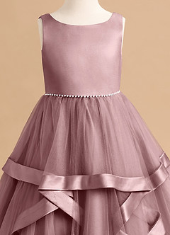 Azazie Posy Flower Girl Dresses Dusty Rose A-Line Beaded Tulle Dress image5