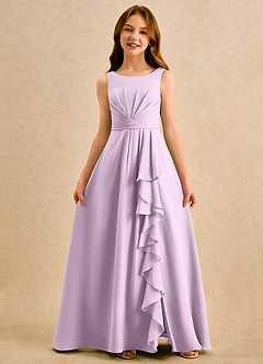 Azazie Chibi Girls Formal Flower Girl Dresses Frosted Lilac A-Line Pleated Chiffon Dress image3