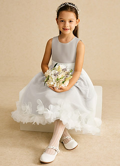 Azazie Stardust Blumenmädchenkleider A-Linie ärmellos Organza Kleid Frost image2