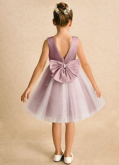 Azazie Esme Robe Demoiselle D'honneur Fillette Robe Princesse en Tulle Arc Rose Poussiéreuse image1