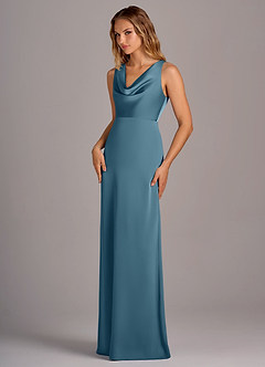 Azazie Wrenlee Robes de demoiselle d'honneur Robe Trapèze en Satin extensible Bermude image3